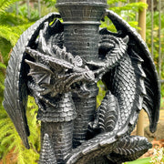 'Keeper of the Castle' Medieval Dragon Statue with Solar-Powered LED Lantern - 21 Inches High - Majestic Outdoor Decor