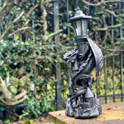 'Keeper of the Castle' Medieval Dragon Statue with Solar-Powered LED Lantern - 21 Inches High - Majestic Outdoor Decor