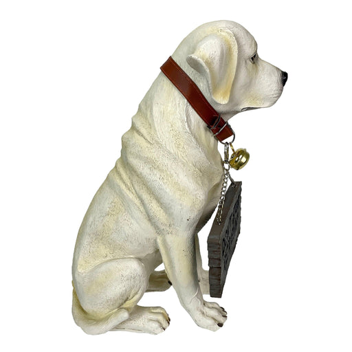 Labrador Retriever Garden Statue with Reversible Welcome Sign, Resin Dog Figurine, Hand-Painted Lab Decor for Lawn, Porch, or