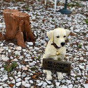 Labrador Retriever Garden Statue with Reversible Welcome Sign, Resin Dog Figurine, Hand-Painted Lab Decor for Lawn, Porch, or
