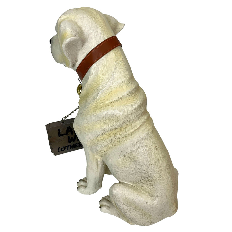 Labrador Retriever Garden Statue with Reversible Welcome Sign, Resin Dog Figurine, Hand-Painted Lab Decor for Lawn, Porch, or
