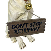 Labrador Retriever Garden Statue with Reversible Welcome Sign, Resin Dog Figurine, Hand-Painted Lab Decor for Lawn, Porch, or