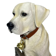 Labrador Retriever Garden Statue with Reversible Welcome Sign, Resin Dog Figurine, Hand-Painted Lab Decor for Lawn, Porch, or