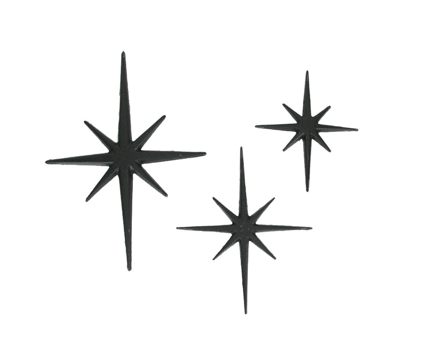 Black - Image 1 - Zeckos Radiant Trio of Large Matte Black Cast Iron Starburst Wall Hangings - Timeless Mid Century Modern