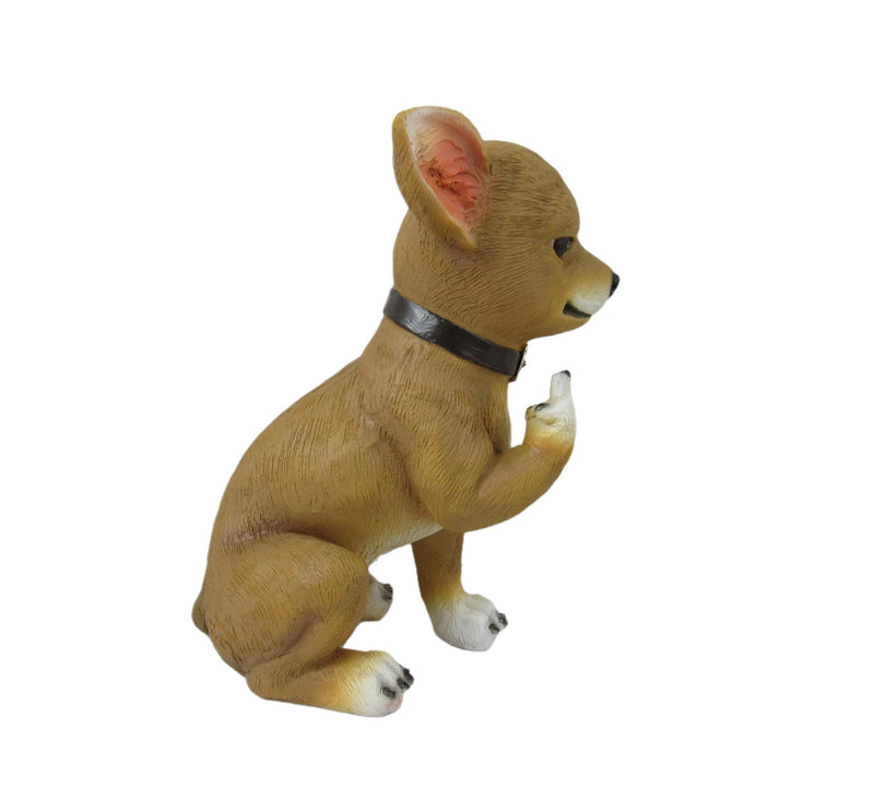 Lil Rascal Rude Finger Flipping Chihuahua Dog Tabletop Statue 6.75 Inches High Image 6