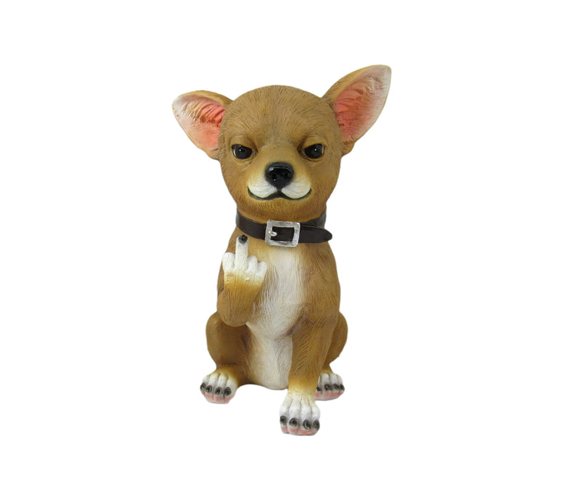 Lil Rascal Rude Finger Flipping Chihuahua Dog Tabletop Statue 6.75 Inches High Image 2