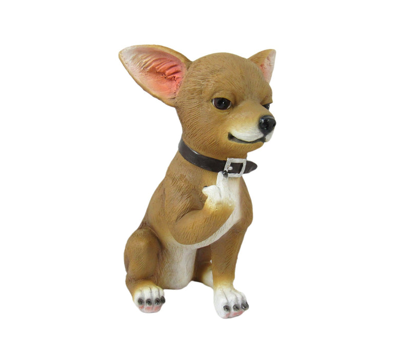 Lil Rascal Rude Finger Flipping Chihuahua Dog Tabletop Statue 6.75 Inches High Image 1