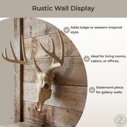 Little Bucky - 15-Inch Wall Mounted Faux Deer Skull With 10-Point Antlers - Hand-Painted Aged Finish - Lodge or Western Charm
