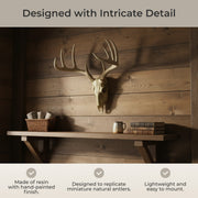 Little Bucky - 15-Inch Wall Mounted Faux Deer Skull With 10-Point Antlers - Hand-Painted Aged Finish - Lodge or Western Charm