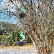 Green - Image 8 - Metal Heron Rain Chain, 102 Inch Extra Long Green Distressed Rustic Hanging Outdoor Water Chain with 8 Bird