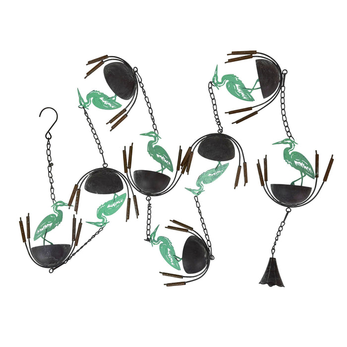 Green - Image 9 - Metal Heron Rain Chain, 102 Inch Extra Long Green Distressed Rustic Hanging Outdoor Water Chain with 8 Bird