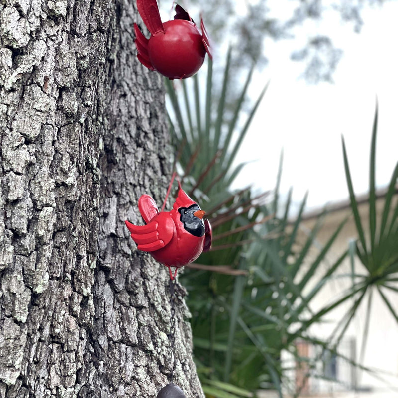 Bright Red - Image 8 - 85-Inch Metal Rain Chain with 7 Three-Dimensional Red Cardinal Birds, Rustic Brown Finish, Weighted