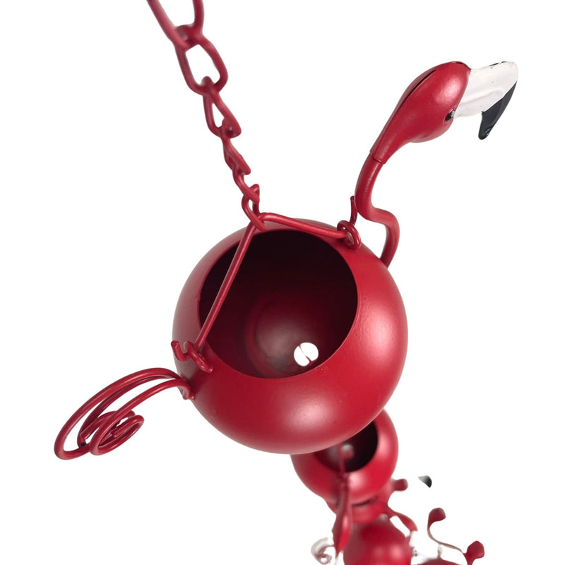 Red - Image 7 - 90-Inch Metal Rain Chain with 8 Portly Flamingos, 7 Inches Long Each, Muted Red Finish, Decorative Downspout