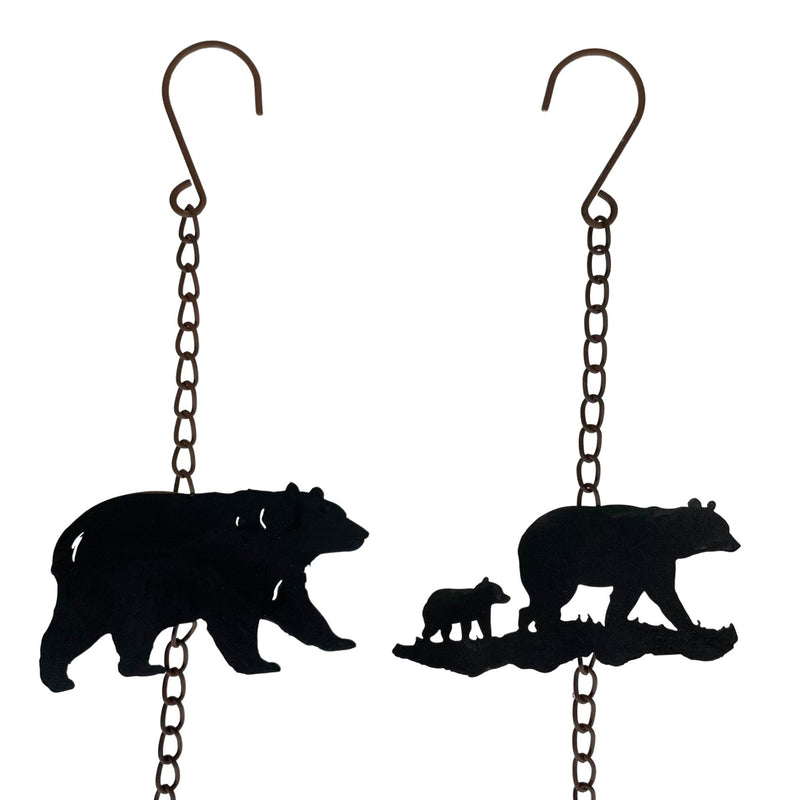 Green - Image 8 - Set of 2 Rain Chains, 52-Inch Long with Alternating Black Bear and Tree Silhouettes, 4-Inch Diameter, Bell