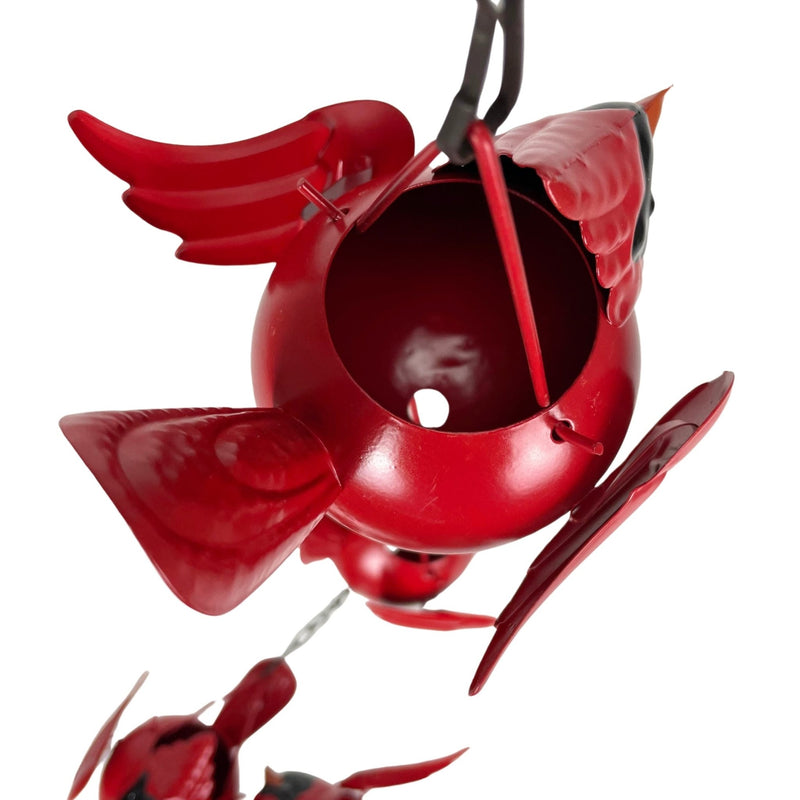 Bright Red - Image 9 - 85-Inch Metal Rain Chain with 7 Three-Dimensional Red Cardinal Birds, Rustic Brown Finish, Weighted