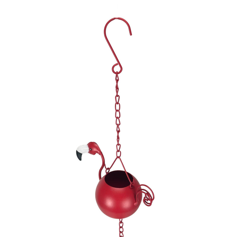 Red - Image 10 - 90-Inch Metal Rain Chain with 8 Portly Flamingos, 7 Inches Long Each, Muted Red Finish, Decorative Downspout