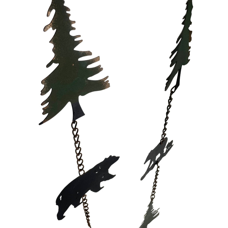 Green - Image 7 - Set of 2 Rain Chains, 52-Inch Long with Alternating Black Bear and Tree Silhouettes, 4-Inch Diameter, Bell