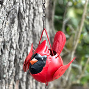 Bright Red - Image 6 - 85-Inch Metal Rain Chain with 7 Three-Dimensional Red Cardinal Birds, Rustic Brown Finish, Weighted