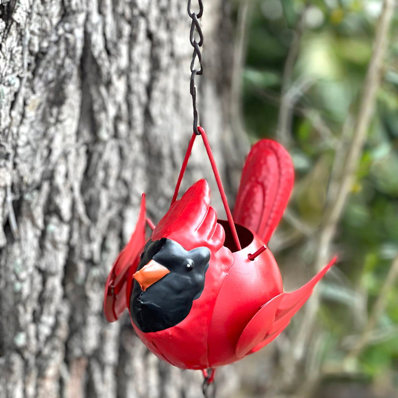 Bright Red - Image 6 - 85-Inch Metal Rain Chain with 7 Three-Dimensional Red Cardinal Birds, Rustic Brown Finish, Weighted