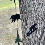 Green - Image 4 - Set of 2 Rain Chains, 52-Inch Long with Alternating Black Bear and Tree Silhouettes, 4-Inch Diameter, Bell