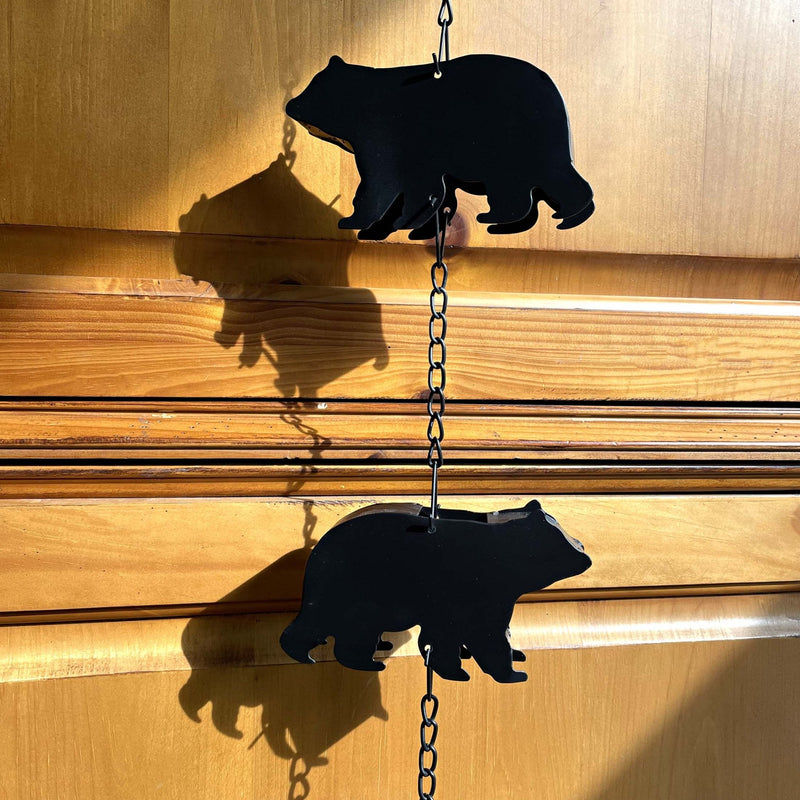 Black - Image 7 - Black Bear Rain Chain - 75 inches Long with 8 3D Bear Designs, Weighted Bell for Wind Chime Sound, Durable