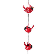 Bright Red - Image 2 - 85-Inch Metal Rain Chain with 7 Three-Dimensional Red Cardinal Birds, Rustic Brown Finish, Weighted