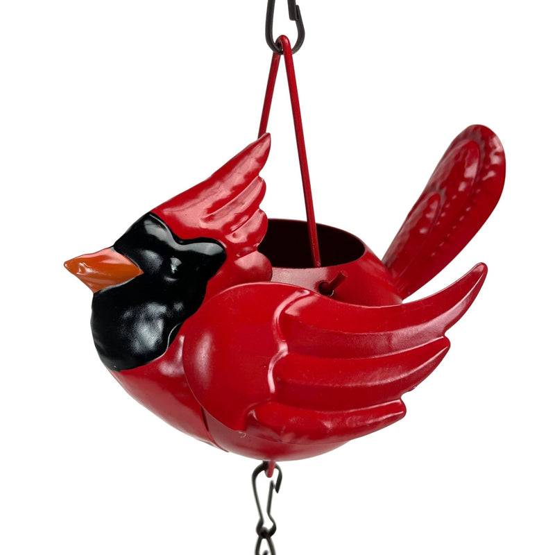 Bright Red - Image 3 - 85-Inch Metal Rain Chain with 7 Three-Dimensional Red Cardinal Birds, Rustic Brown Finish, Weighted