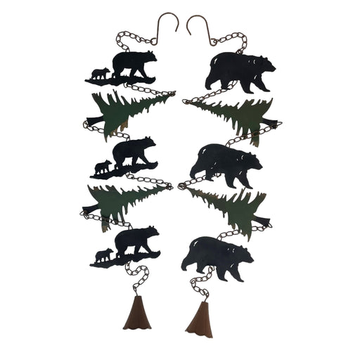 Green - Image 1 - Set of 2 Rain Chains, 52-Inch Long with Alternating Black Bear and Tree Silhouettes, 4-Inch Diameter, Bell