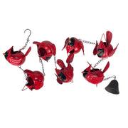Bright Red - Image 1 - 85-Inch Metal Rain Chain with 7 Three-Dimensional Red Cardinal Birds, Rustic Brown Finish, Weighted