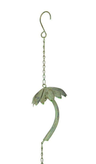 Bronze - Image 3 - Metal Tropical Palm Tree Rain Chain with Attached Hanger 72 inch