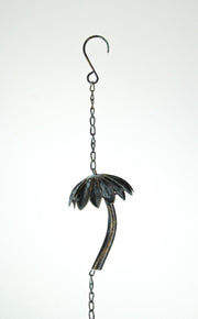 Brown - Image 3 - Bronze Finish Metal Tropical Palm Tree Rain Chain with Attached Hanger, Ideal for Collecting Rainwater,