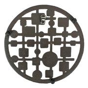 Cast Iron Circles & Squares MCM Trivet – Bronze Finish, 8" Round, Durable Heat-Resistant Mid Century Modern Geometric Table