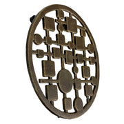 Cast Iron Circles & Squares MCM Trivet – Bronze Finish, 8" Round, Durable Heat-Resistant Mid Century Modern Geometric Table