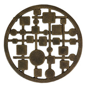 Cast Iron Circles & Squares MCM Trivet – Bronze Finish, 8" Round, Durable Heat-Resistant Mid Century Modern Geometric Table