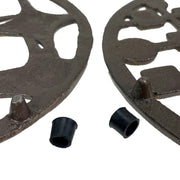 Set of 2 Cast Iron MCM Trivets – Stars & Circles/Squares Bronze, 8" Modernist Table Protectors, Durable Heat-Resistant Mid