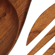 Oversized Hand-Carved Wooden Fork and Spoon Wall Decor Set - Rustic Minimalist Art with Stained Natural Wood Finish - 35.5"