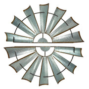 Large - Image 1 - Set of 2 Galvanized Metal Half-Windmill Wall Sculptures - Large Rustic Country Farmhouse Art Decorations -