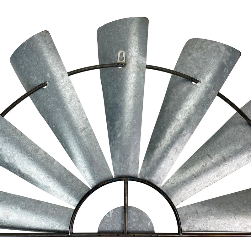 Large - Image 9 - Set of 2 Galvanized Metal Half-Windmill Wall Sculptures - Large Rustic Country Farmhouse Art Decorations -