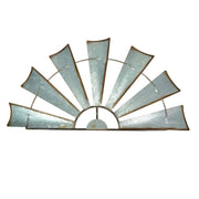 Medium - Image 2 - Set of 2 Galvanized Grey Metal Half-Windmill Wall Sculptures: Rustic Country Farmhouse Home Decor with