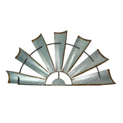 Large - Image 2 - Set of 2 Galvanized Metal Half-Windmill Wall Sculptures - Large Rustic Country Farmhouse Art Decorations -