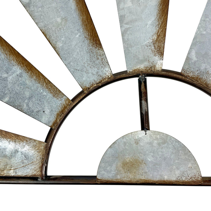 Medium - Image 6 - Set of 2 Galvanized Grey Metal Half-Windmill Wall Sculptures: Rustic Country Farmhouse Home Decor with