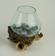 One Size - Image 5 - Clear Molten Glass On Teak Driftwood Base Decorative Bowl Vase Terrarium Planter