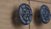 Nautical Compass Rose Cast Iron Cabinet Knobs — Light Blue — product video