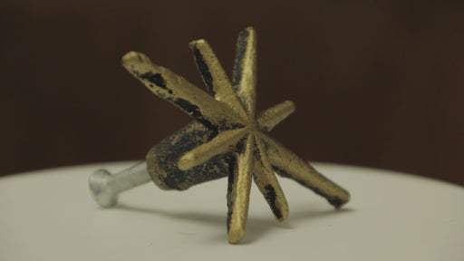 Mid-Century Starburst Cast Iron Drawer Pulls — Gold — product video