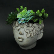 Pucker Up Concrete Head Kissing Face Wall Mount Mini Decorative Planter Pot 7 Inch Tall Image 3