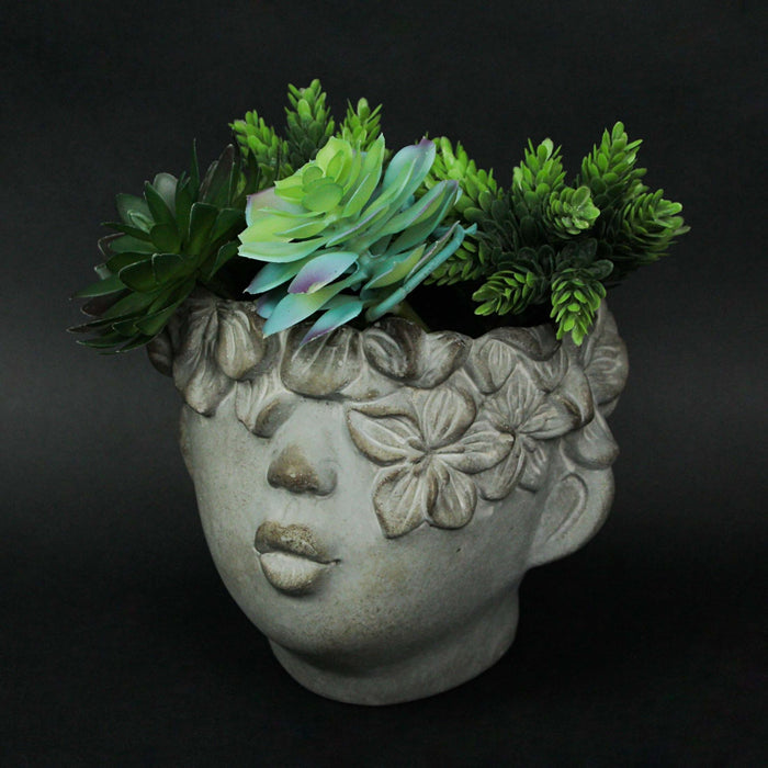 Pucker Up Concrete Head Kissing Face Wall Mount Mini Decorative Planter Pot 7 Inch Tall Image 3