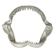 Replica Shark Jaw Wall Sculpture – Realistic Resin Shark Jaws with Teeth, Off-White Coastal Nautical Wall Art, Marine Ocean