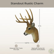 Brown - Image 6 - 8 Point Buck Wall Mounted Fake Deer Head - Faux Taxidermy Antler Animal Sculpture - 13 Inch High Resin Fall