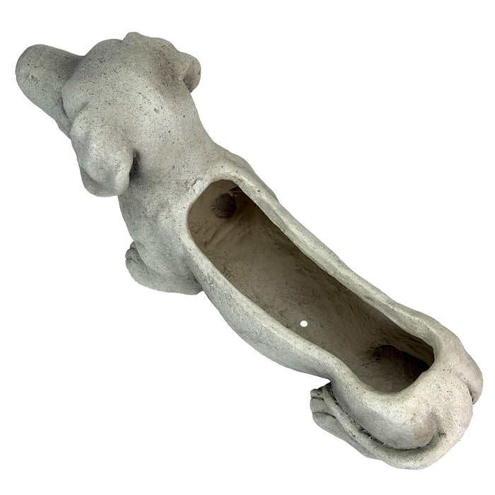 Grey - Image 7 - Charming Rustic Distressed Grey Stone Finish Dachshund Dog Indoor or Outdoor Decor Planter Doxie Plant Pot -