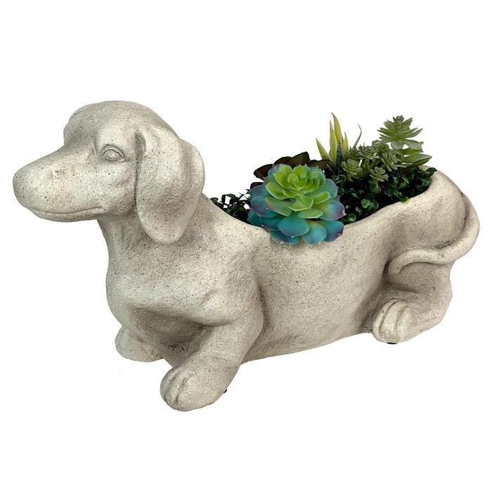 Grey - Image 10 - Charming Rustic Distressed Grey Stone Finish Dachshund Dog Indoor or Outdoor Decor Planter Doxie Plant Pot